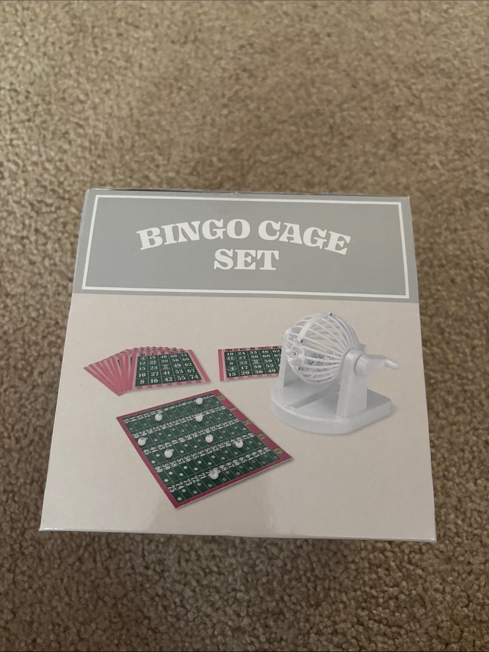 Source Unknown White Bingo Cage Set with Green & Pink Cards